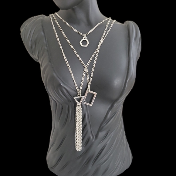 L'Occitane En Provence Silvertone Geometric Shape Necklaces - Picture 1 of 4